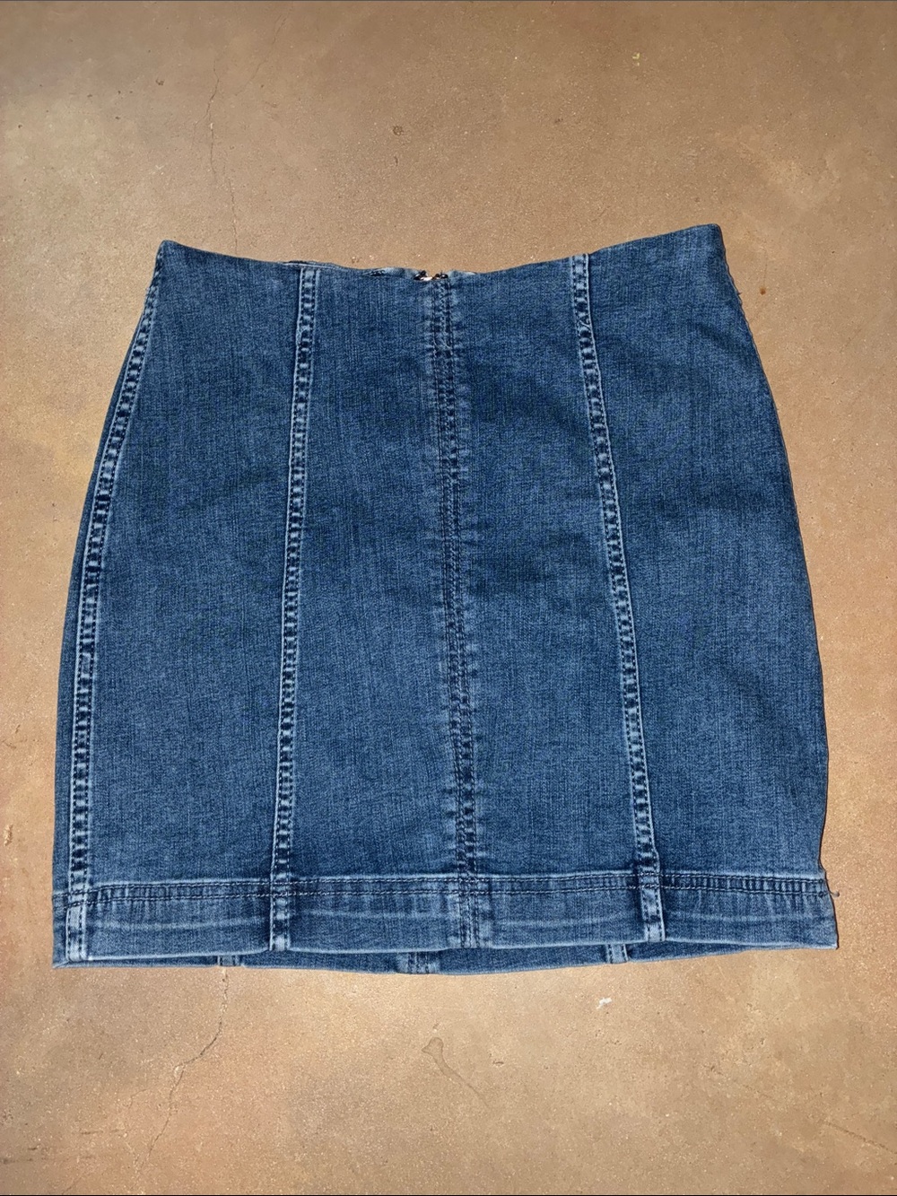 Free People Dark Blue Paneled Denim Mini Skirt